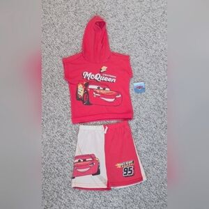 NWT Lightning McQueen For Girls (Size 7) Sleeveless Hoodie and Shorts Set